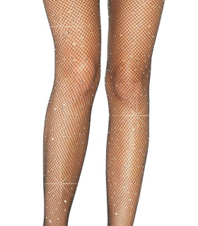 Колготы сексуальные с интимным вырезом и стразами One Size Casey Leg Avenue, черные - No Taboo