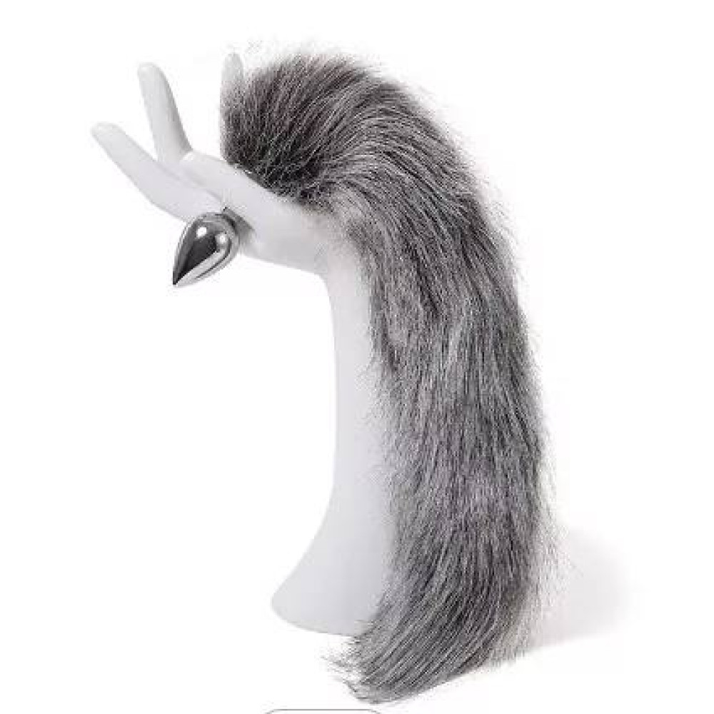 Анальная пробка лисий хвост Fetish Anal plug fox tail серый, 7 х 2.5 см фото №0 — секс игрушки: Украина, NO TABOO