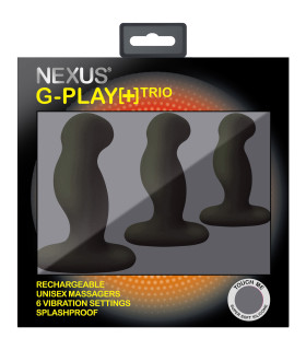 Набор анальных пробок с вибрацией G-Play Trio Nexus, силиконовые, черные, 3 шт. - No Taboo