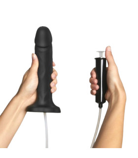 Фаллоимитатор реалистичный с эякуляцией XL Strap-On-Me, силиконовый, черный, 17.8 х 3.9 см - No Taboo