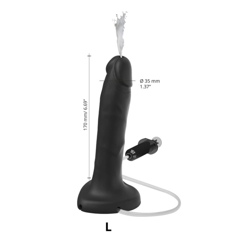Фаллоимитатор реалистичный с эякуляцией L Strap-On-Me, силиконовый, черный, 17 х 3.5 см фото №5 — секс игрушки: Украина, NO TABOO