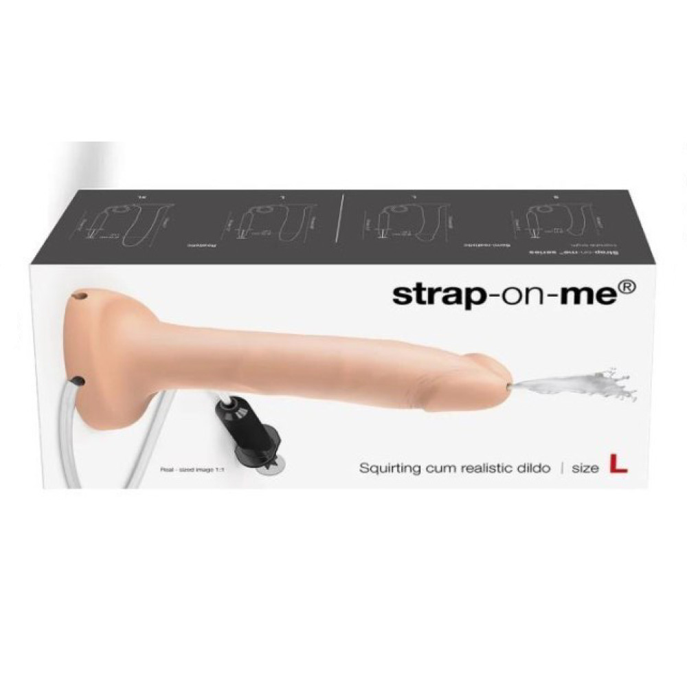 Фаллоимитатор реалистичный с эякуляцией L Strap-On-Me, силиконовый, бежевый, 17 х 3.5 см фото №2 — секс игрушки: Украина, NO TABOO