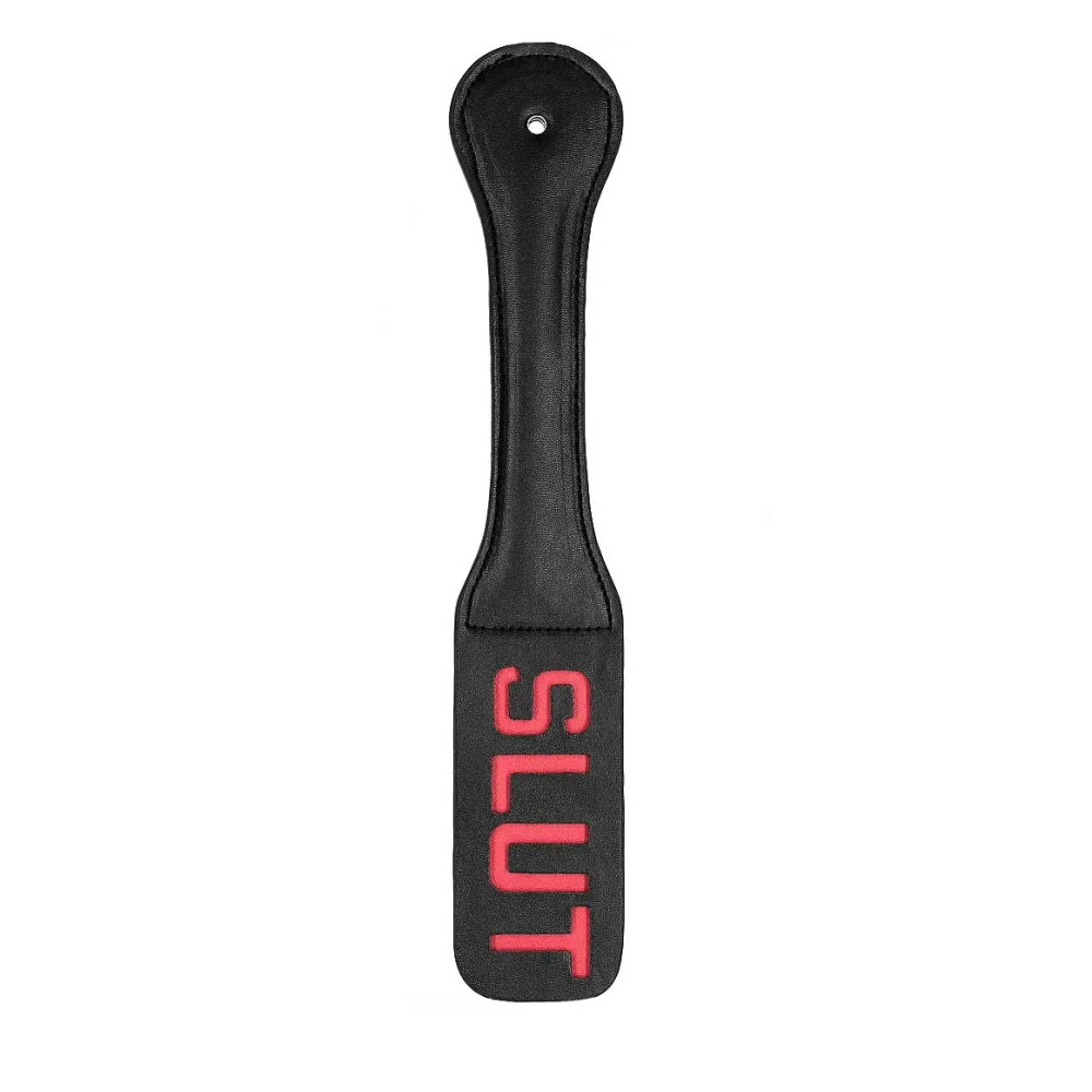 Паддл с надписью SLUT, экокожа, черный, 31.5 см, фото №2 — секс шоп Украина, NO TABOO