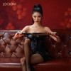 Флоггер с узелками на хвостах Lockink, кожаный, черно-красный, 58 см, фото №1 — секс шоп Украина, NO TABOO