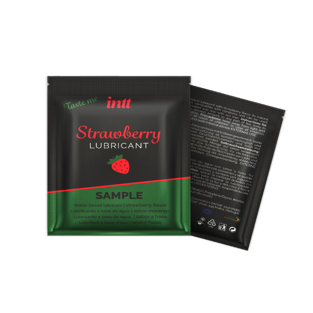 Пробник оральный лубрикант со вкусом клубники, на водной основе Intt Strawberry lube, 2 мл (215819)