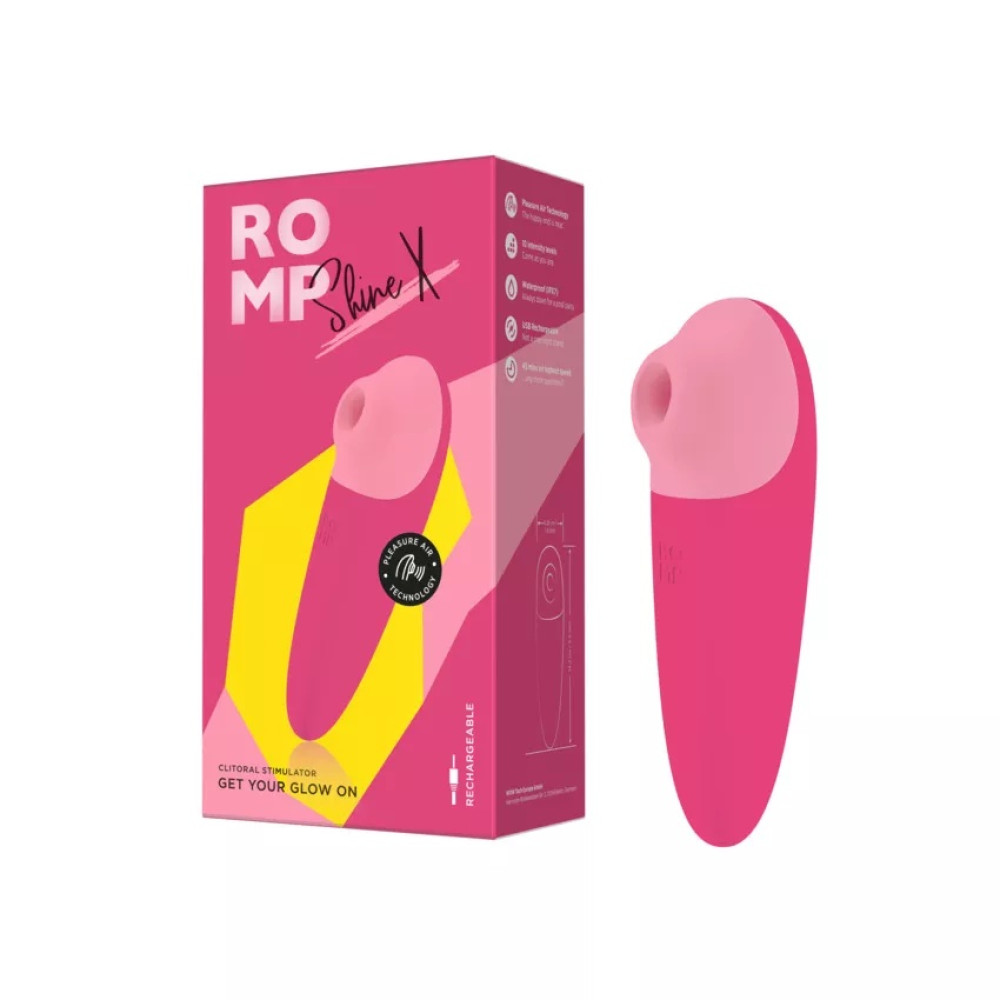 Вакуумный стимулятор ROMP Shine X силиконовый, розовый, 14.2 х 4.2 см фото №0 — секс игрушки: Украина, NO TABOO