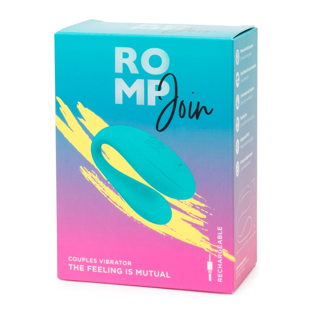Вибратор для пар ROMP Join, силиконовый, бирюзовый фото №9 — секс игрушки: Украина, NO TABOO