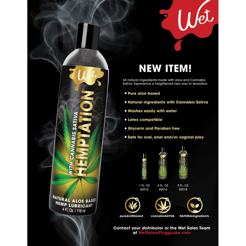 Лубрикант с экстрактом канабиса Wet Hemptation 118 мл, на водной основе, фото №2 — секс шоп Украина, NO TABOO