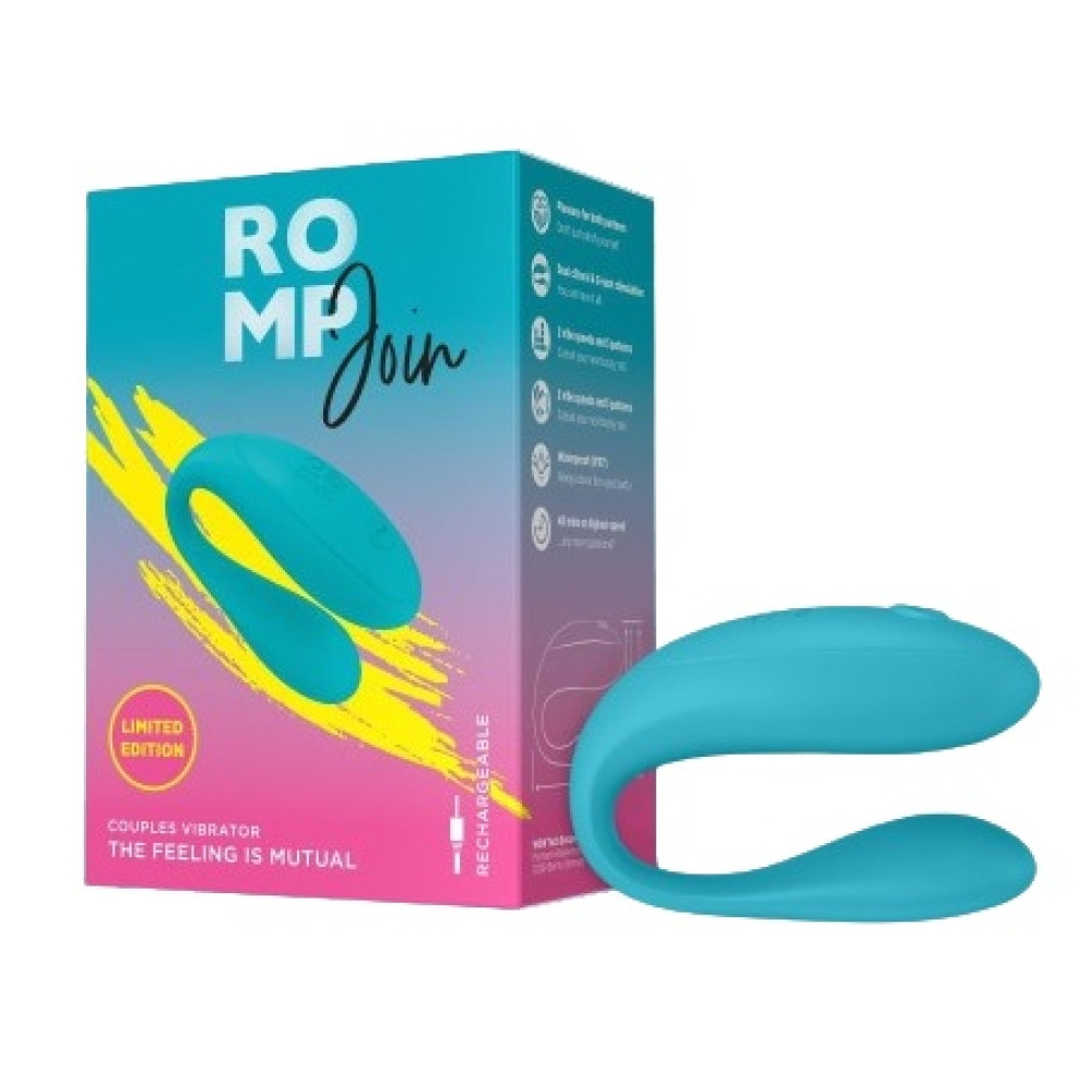 Вибратор для пар ROMP Join, силиконовый, бирюзовый фото №0 — секс игрушки: Украина, NO TABOO