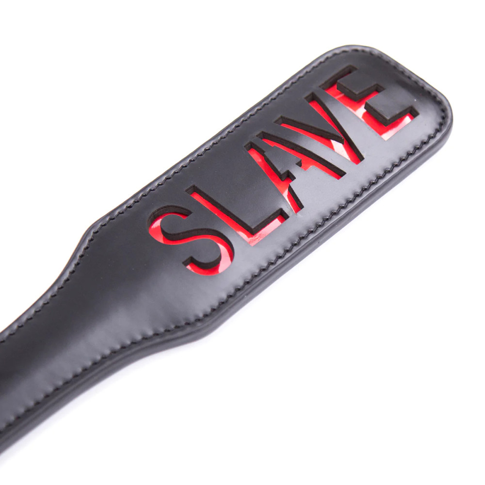 Паддл с надписью SLAVE, экокожа, черный, 31.5 см, фото №2 — секс шоп Украина, NO TABOO