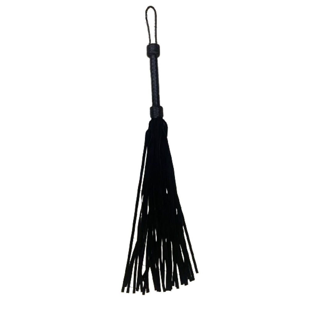 Флоггер с длинными хвостиками, кожа, черный, 50 см, фото №0 — секс шоп Украина, NO TABOO