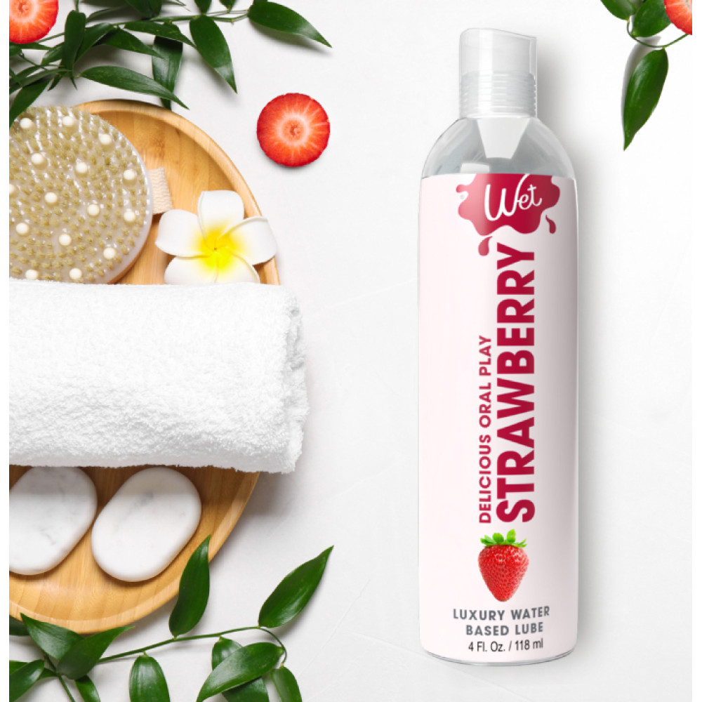 Лубрикант оральный Wet Warming Strawberry 30 мл на водной основе с разогревом со вкусом клубники, фото №2 — секс шоп Украина, NO TABOO