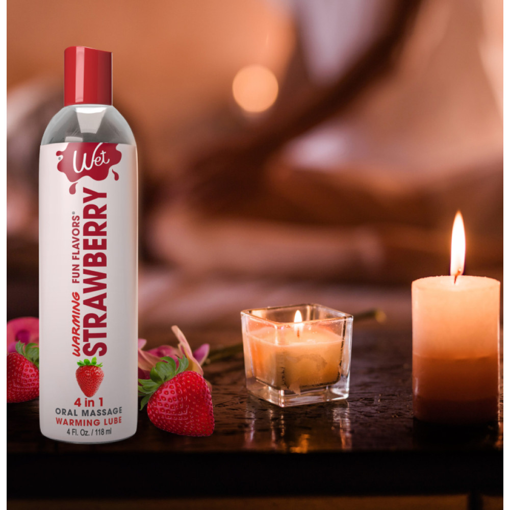 Лубрикант оральный Wet Warming Strawberry 30 мл на водной основе с разогревом со вкусом клубники, фото №3 — секс шоп Украина, NO TABOO