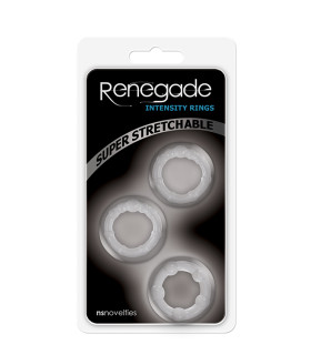 Набір ерекційних кілець з рельєфом Renegade Intensity NS Novelties, прозорі, 3 шт. - No Taboo