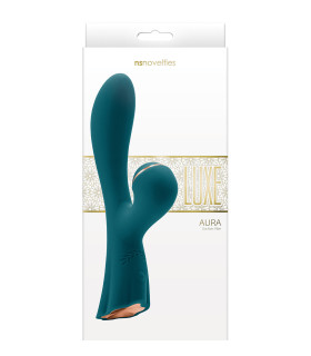 Вибратор-кролик с вакуумной стимуляцией Luxe Aura NS Novelties, силиконовый, зеленый, 19.5 х 3.8 см - No Taboo