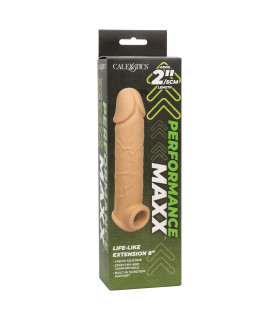 Насадка для пенис удлиняющая Performance Maxx California Exotics, с отверстием для мошонки, бежевая, 22 х 3.7 см - No Taboo