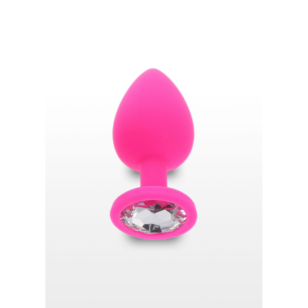 Анальная пробка L с кристаллом Toy Joy, силиконовая, розовая, 9 х 4.5 см фото №3 — секс игрушки: Украина, NO TABOO