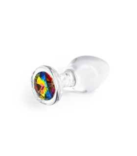Анальна пробка с кристаллом M Crystal Desires NS Novelties, стеклянная, прозрачная, 8.4 х 3.9 см - No Taboo