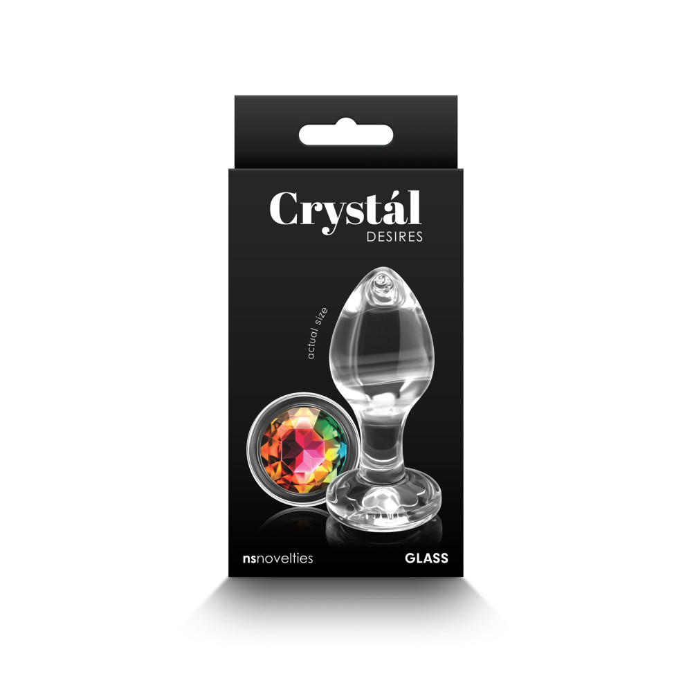 Анальна пробка с кристаллом M Crystal Desires NS Novelties, стеклянная, прозрачная, 8.4 х 3.9 см фото №2 — секс игрушки: Украина, NO TABOO