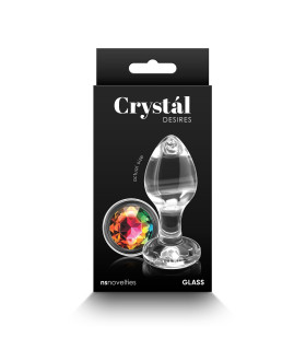 Анальна пробка с кристаллом M Crystal Desires NS Novelties, стеклянная, прозрачная, 8.4 х 3.9 см - No Taboo