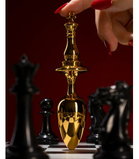 Анальна пробка у вигляді шахової фігури UPKO The Chess Collection Chess King металева, золота, 14 х 4.5 см - No Taboo