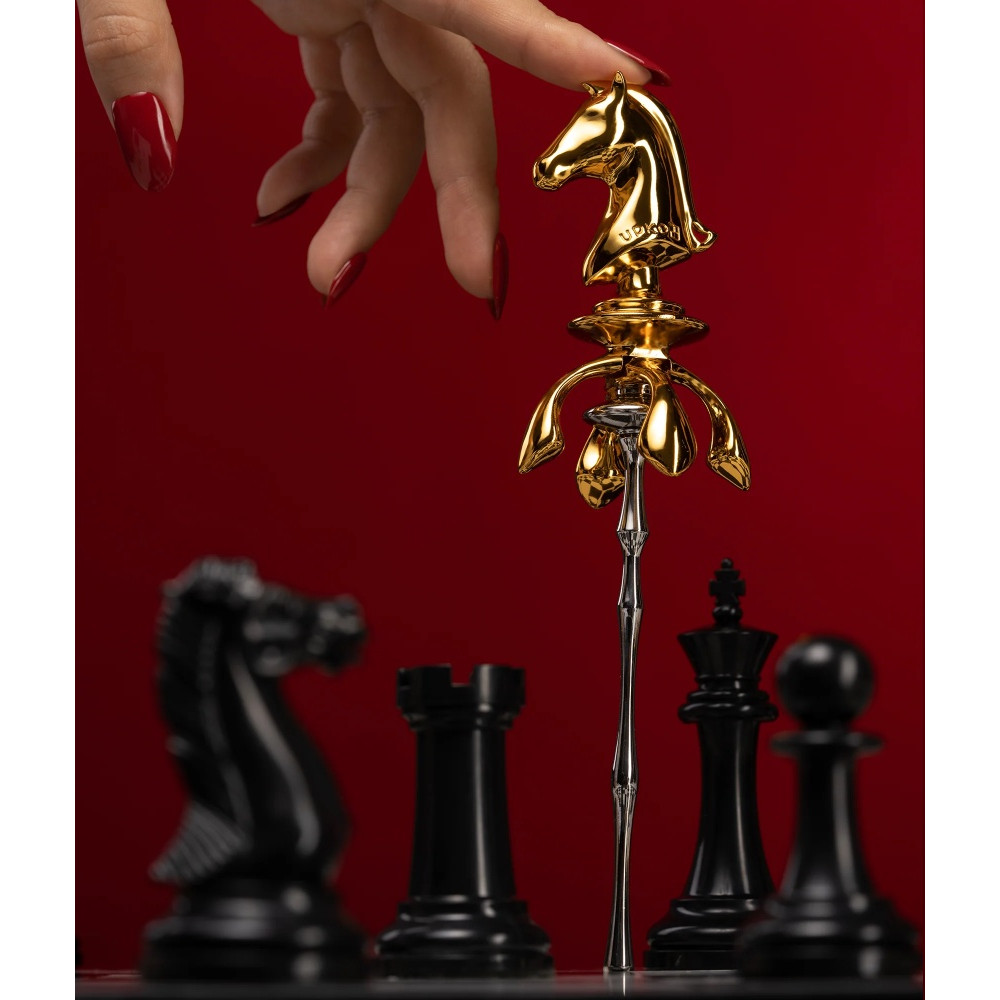 Уретральный катетер в виде шахматной фигуры Knight The Chess UPKO The Chess Collection с двумя насадками, металл, серебряно-золотой, фото №0 — секс шоп Украина, NO TABOO