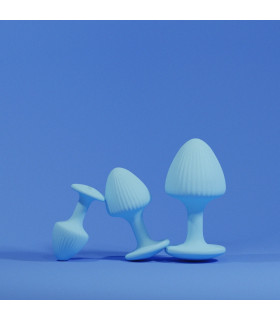 Набор анальных пробок The Mushroom UPKO, силиконовые, голубые, 3 шт. - No Taboo