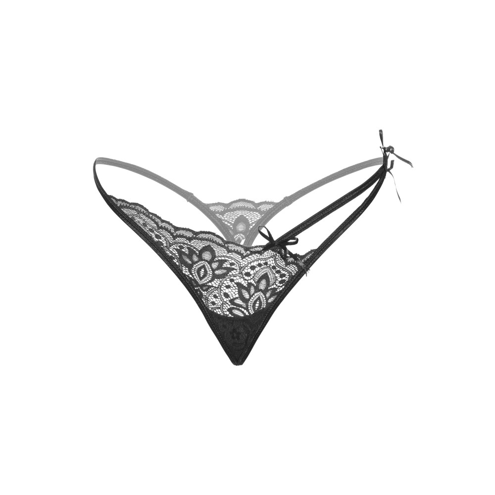 Стринги эротичные кружевные S/M Gina Daring Intimates, черные, фото №3 — секс шоп Украина, NO TABOO