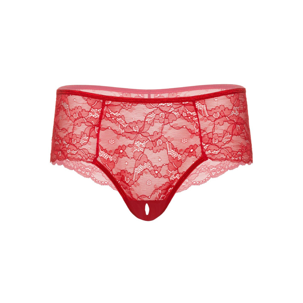 Трусики эротичные кружевные с интимными вырезом S/M Ella Daring Intimates, красные, фото №3 — секс шоп Украина, NO TABOO