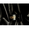 Наручники с надписью Honey от UPKO, из натуральной кожи, черные с золотой фурнитурой, фото №5 — секс шоп Украина, NO TABOO