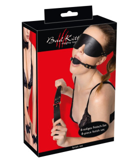 Набор БДСМ Bad Kitty, экокожа и металл, черный, 8 предметов - No Taboo