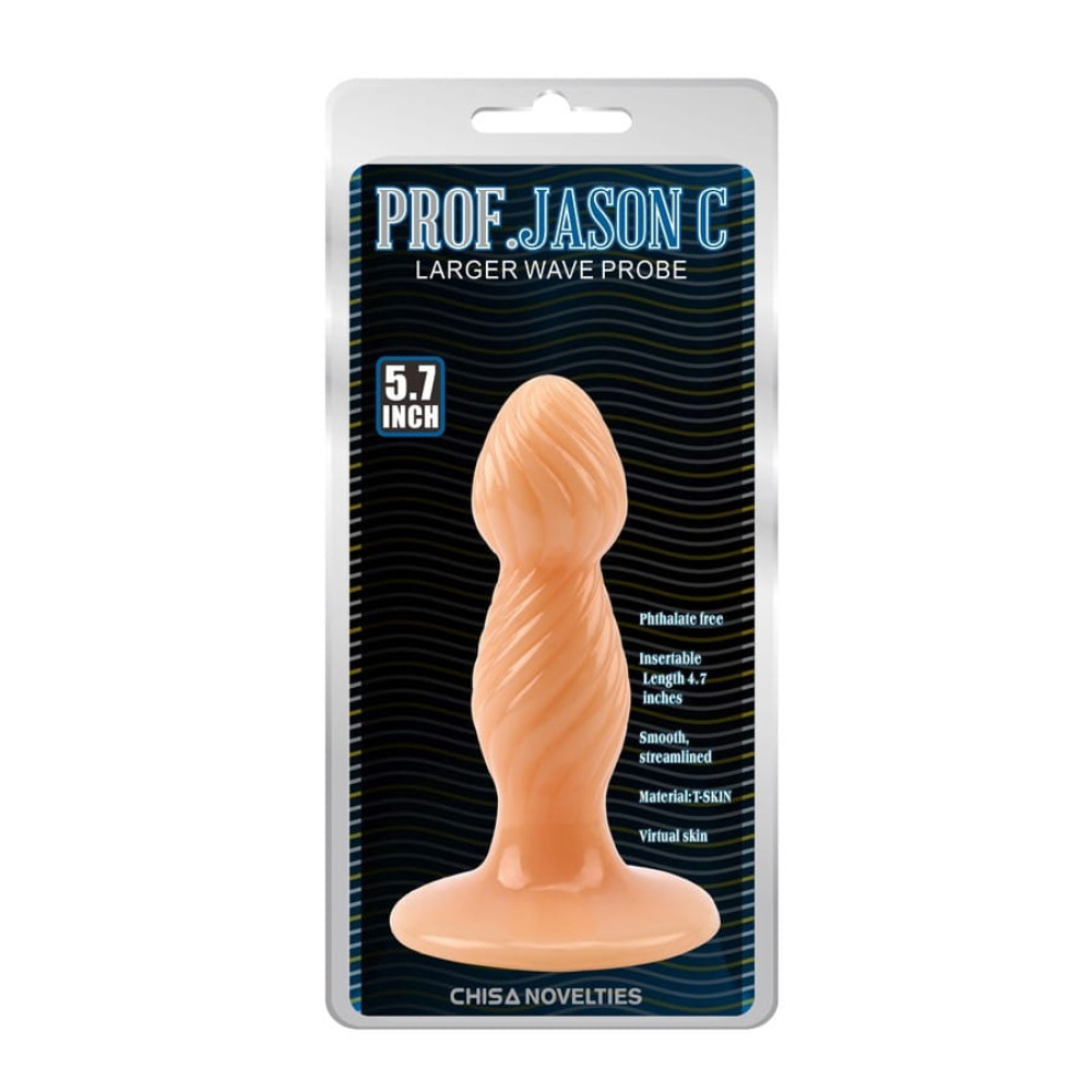 Анальная пробка рельефная Prof Jason Chisa, бежевая, 14.5 х 3.9 см фото №2 — секс игрушки: Украина, NO TABOO