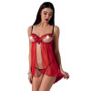 Пеньюар сексуальный с открытой грудью S/M Cherry Passion, со стрингами, красный, фото №1 — секс шоп Украина, NO TABOO
