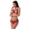 Комплект белья соблазнительный S/M Cherry Passion, с открытой грудью, 2 предмета, красный, фото №1 — секс шоп Украина, NO TABOO