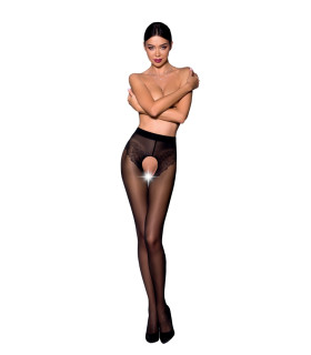 Колготы соблазнительные с интимным вырезом M/L Tiopen 006 Passion, черные - No Taboo