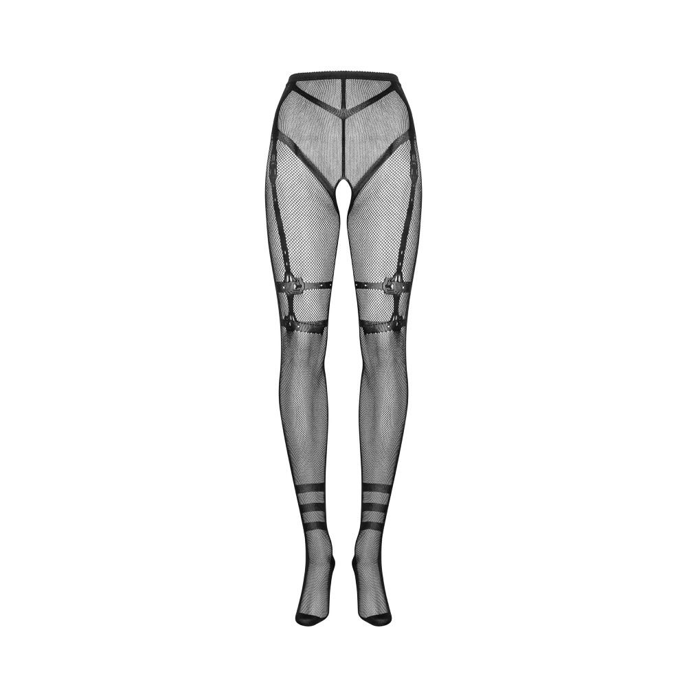 Колготки эротичные сечтатые с интимным вырезом One Size S123 Obsessive, черные, фото №3 — секс шоп Украина, NO TABOO