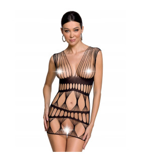 Платье эротичное с перфорацией One Size BS089 Passion, черное - No Taboo
