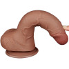 Фаллоимитатор реалистичный с двойной плотностью Sliding-Skin Lovetoy, на присоске, коричневый, 19.5 х 3.6 см фото №3 — секс игрушки: Украина, NO TABOO