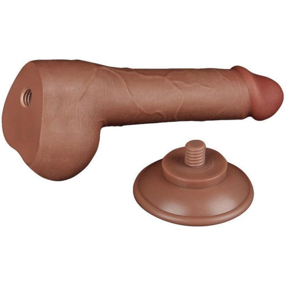 Фаллоимитатор реалистичный с двойной плотностью Sliding-Skin Lovetoy, на присоске, коричневый, 19.5 х 3.6 см фото №5 — секс игрушки: Украина, NO TABOO