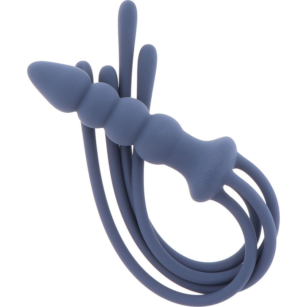 Флоггер с ручкой в виде анальной пробки Taboom Silicone Supreme, силиконовый, синий, фото №2 — секс шоп Украина, NO TABOO