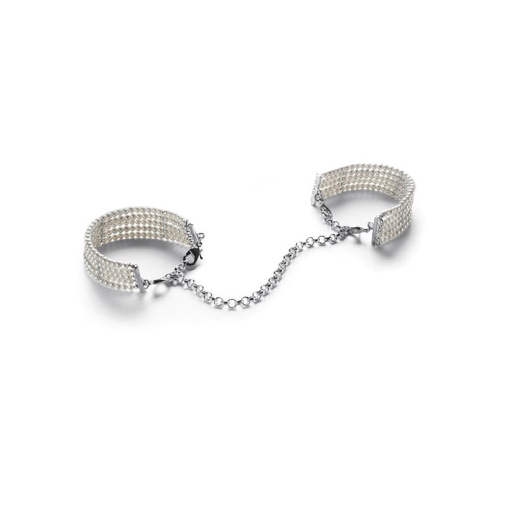 Браслеты-наручники Bijoux Indiscrets жемчужные, белые, фото №0 — секс шоп Украина, NO TABOO