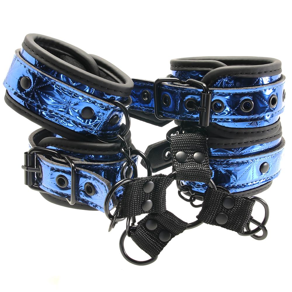 Крестовина с фиксаторами для рук и ног Whipsmart Deluxe Hogtie, синий, фото №2 — секс шоп Украина, NO TABOO