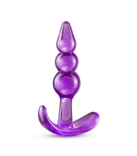 Анальная пробка Blush B Yours с тремя бусинами, фиолетовая, 9.5 х 2.5 см - No Taboo
