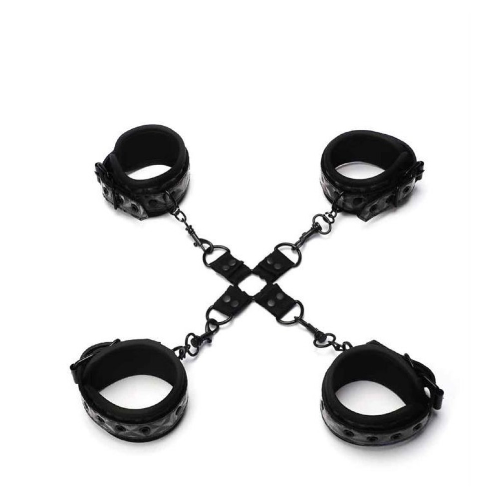 Крестовина с фиксаторами для рук и ног Whipsmart Deluxe Hogtie, черный, фото №0 — секс шоп Украина, NO TABOO