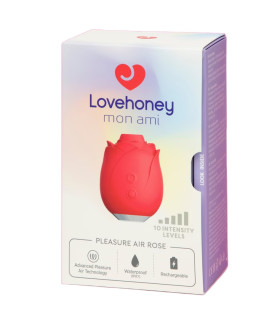 Вакуумный стимулятор клитора Lovehoney mon ami Pleasure Air Rose в виде розы, красный, 17.8 см х 7.6 см - No Taboo