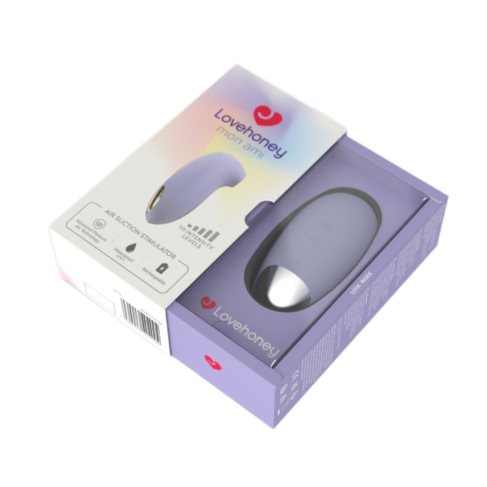 Вакуумный стимулятор клитора Lovehoney mon ami Pleasure Air Suction, лиловий, 10.2 см фото №3 — секс игрушки: Украина, NO TABOO