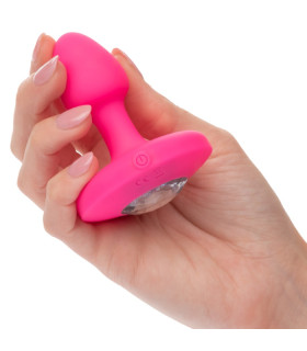 Анальная пробка с вибрацией CalExotics Cheeky Gems, с кристаллом, розовая, 5 х 2.5 см - No Taboo
