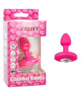 Анальная пробка с вибрацией CalExotics Cheeky Gems, с кристаллом, розовая, 5 х 2.5 см - No Taboo