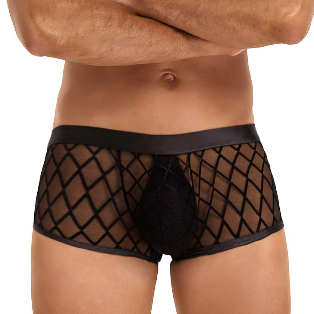 Трусы мужские Star Night Sheer Boxer, с сеточкой, черные, S, фото №3 — секс шоп Украина, NO TABOO