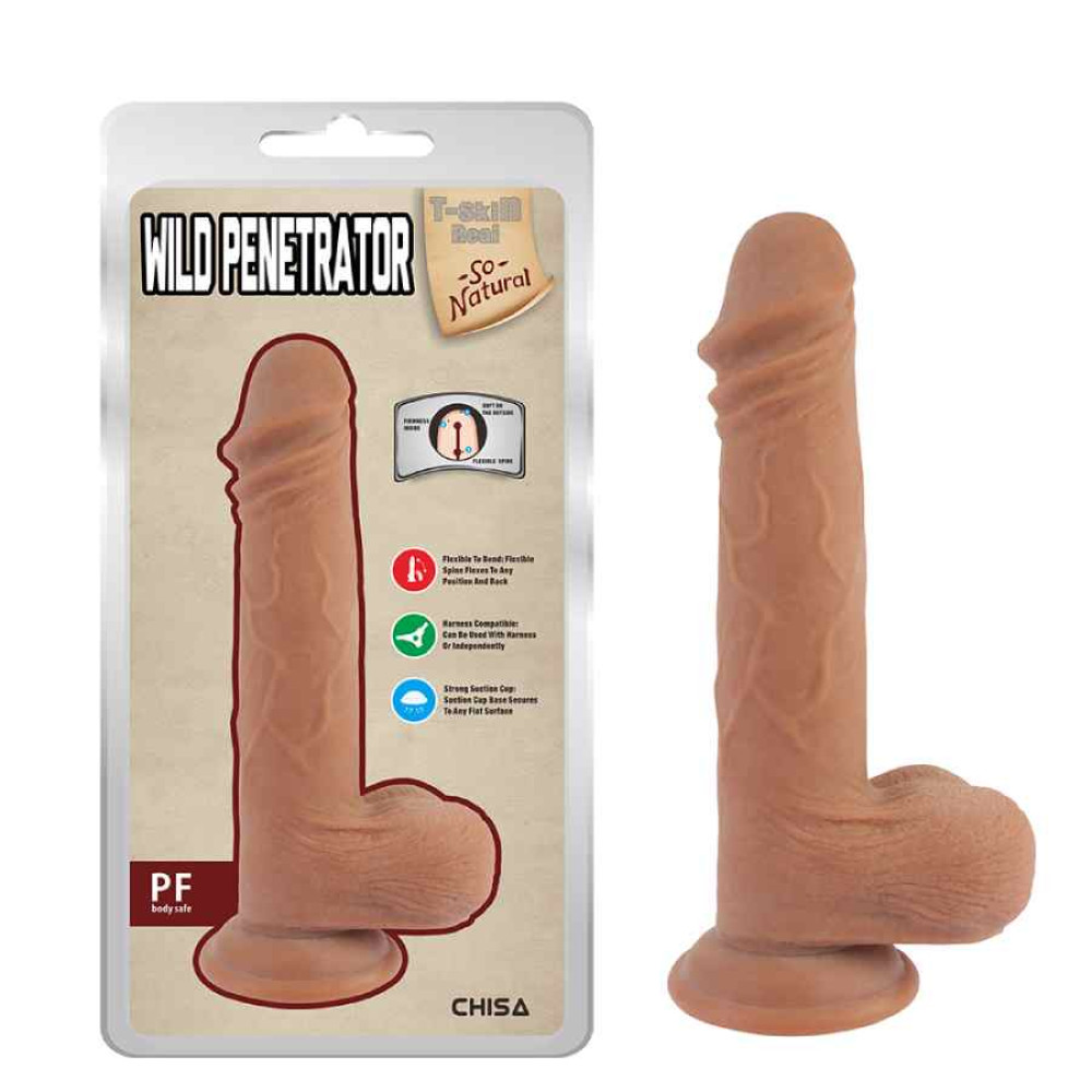Фаллоимитатор реалистичный Chisa Ballsy Wild Penetrator, на присоске, бежевый, 21.5 х 4.1 см фото №0 — секс игрушки: Украина, NO TABOO